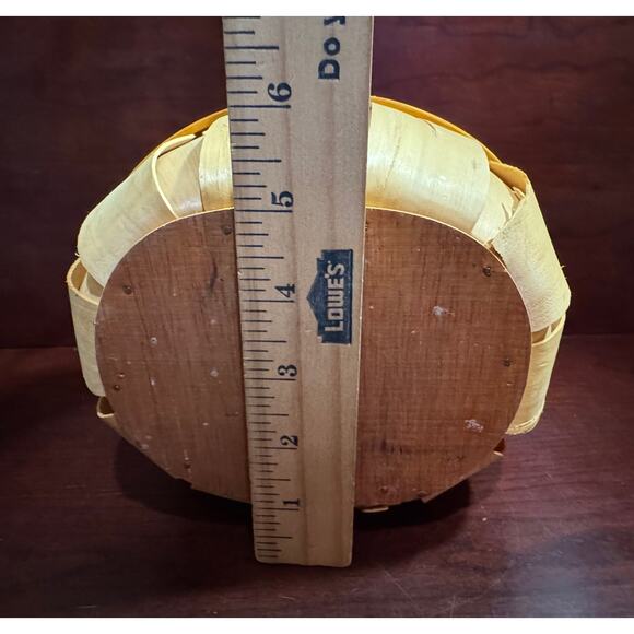 Wooden Happy Harvest Basket Fall Decoration 6" Tall 6.5" Diameter - Picture 5 of 10